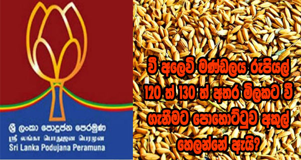 වී අලෙවි මණ්ඩලය රුපියල් 120 ත් 130 ත් අතර මිලකට වී ගැනීමට පොහොට්ටුව අකුල් හෙලන්නේ ඇයි?