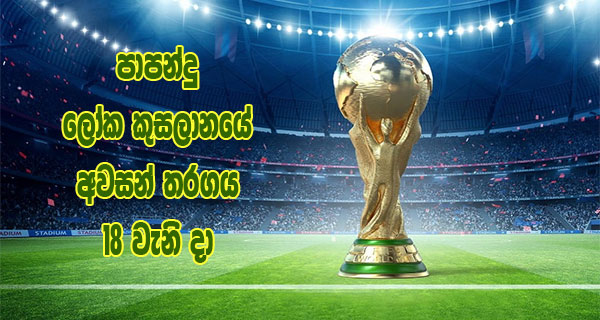 පාපන්දු ලෝක කුසලානයේ අවසන් තරගය 18 වැනි දා