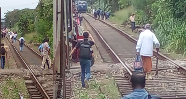 දුම්රිය ඇන්ජිමේ ඇක්සලය මගීන් නන්නත්තාර කරයි